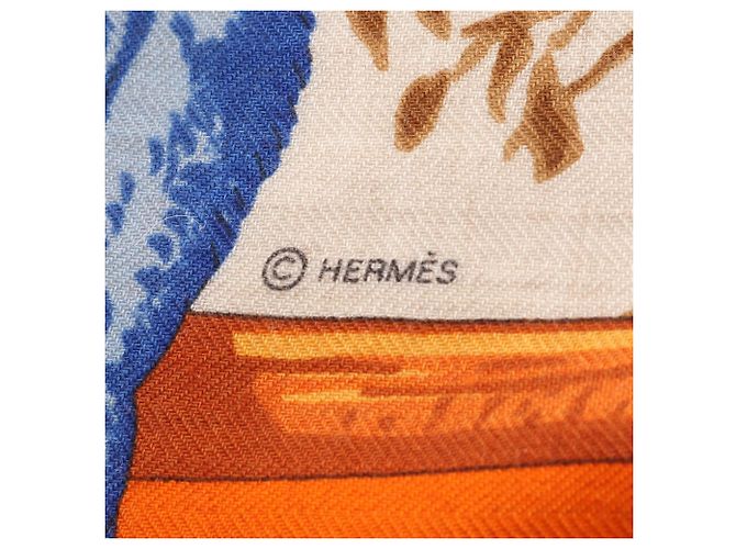 Hermès Hermes Carre Geant 140 TENDRESSE FELINE Schal Mehrfarben Beige Orange - Ansicht 3
