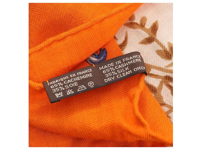 Hermès Hermes Carre Geant 140 TENDRESSE FELINE Schal Mehrfarben Beige Orange - Ansicht 4