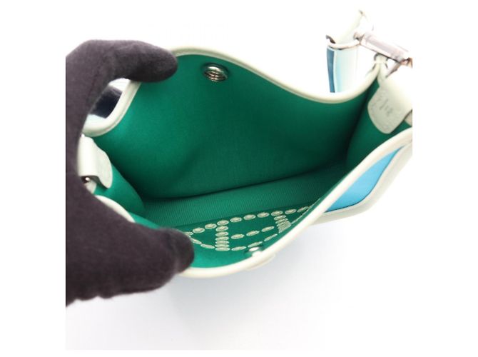 Hermès Borsa a tracolla Hermes Neo Evelyne TPM Blu Verde - vista 3