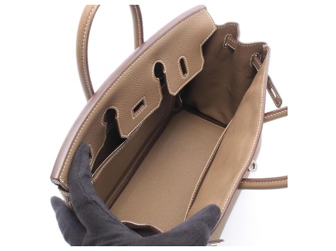 Hermès Borsa Hermes Birkin 25 in Etoupe Gray Marrone Taupe - vista 3
