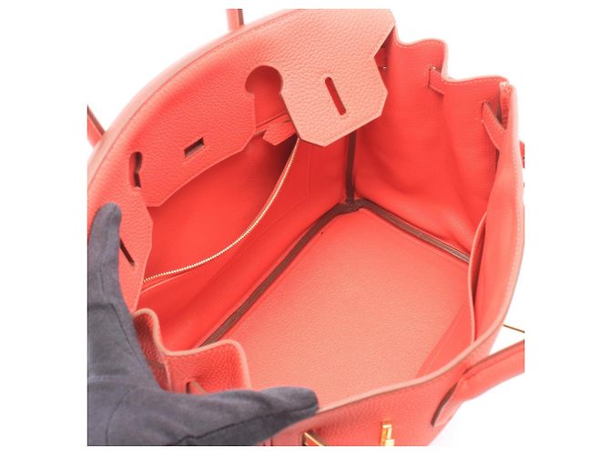 Hermès Borsa a mano Hermes Birkin 30 Rosso - vista 3