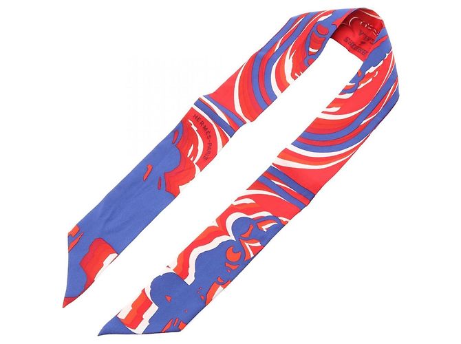 Hermès Hermes Twilly Brides de Gala Silk Scarf Red Blue - view 3