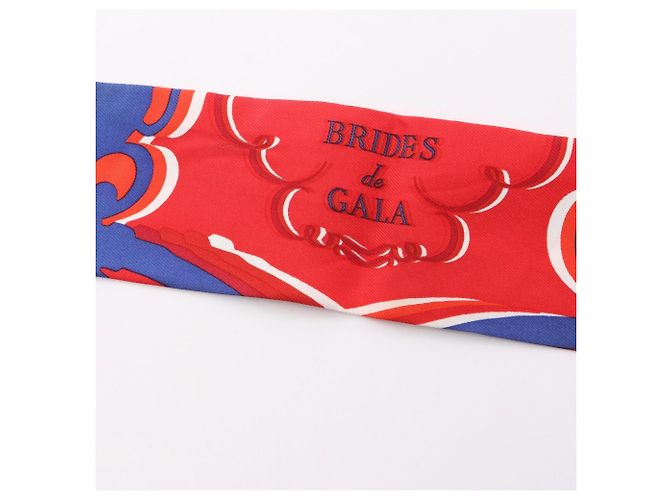 Hermès Hermes Twilly Brides de Gala Silk Scarf Red Blue - view 6