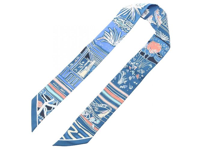 Hermès Pañuelo de seda Hermes Twilly Rayures d'ete Azul Multicolor - vista 2