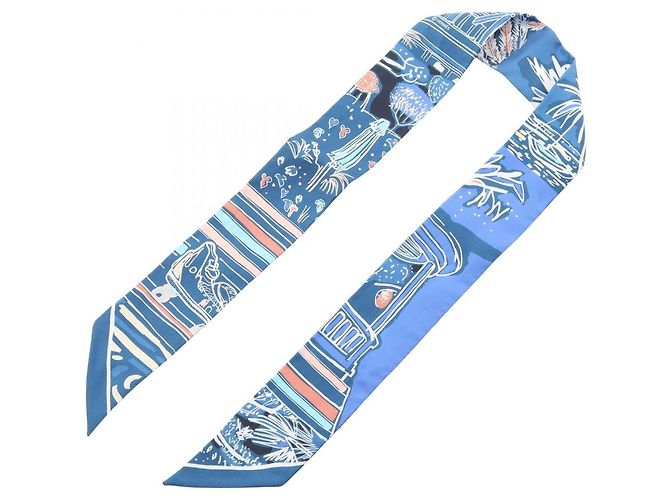 Hermès Pañuelo de seda Hermes Twilly Rayures d'ete Azul Multicolor - vista 3