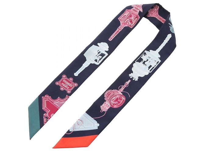 Hermès Twilly Merveilleuses Lanternes Ribbon Scarf Nero Multicolore - vista 2