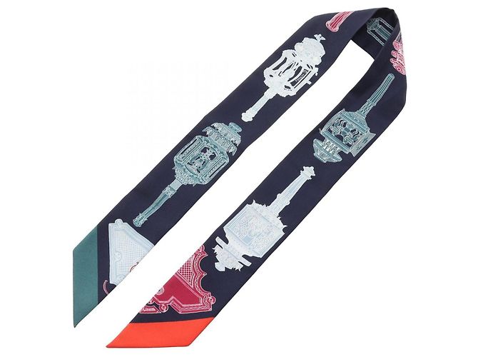 Hermès Twilly Merveilleuses Lanternes Ribbon Scarf Nero Multicolore - vista 3