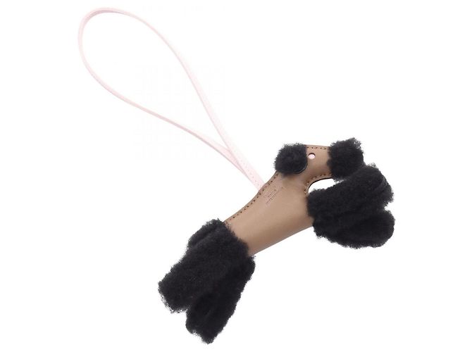 Charm Hermès Buddy in pelle d'agnello nero rosa marrone - vista 2