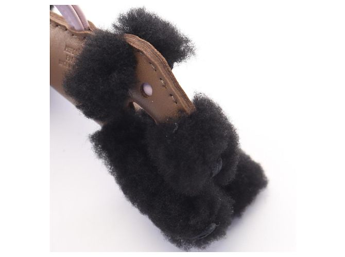 Charm Hermès Buddy in pelle d'agnello nero rosa marrone - vista 5