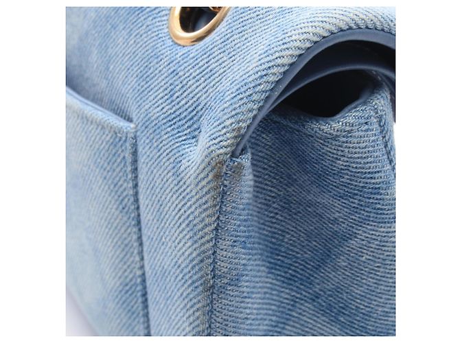 Borsa Chanel Matelassé Double Flap in denim Blu - vista 11