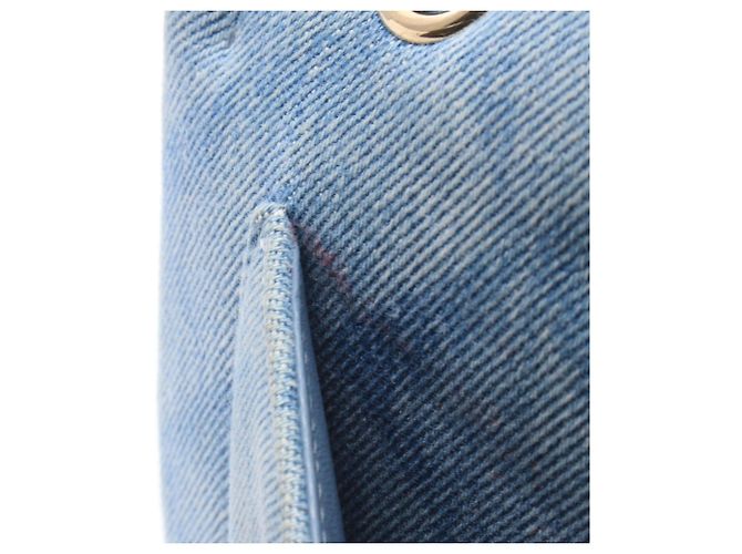 Borsa Chanel Matelassé Double Flap in denim Blu - vista 12