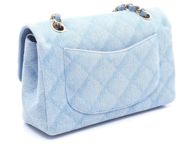 Borsa Chanel Matelassé Double Flap in denim Blu - vista 2