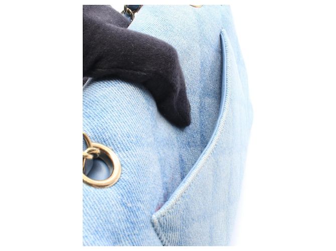 Borsa Chanel Matelassé Double Flap in denim Blu - vista 6