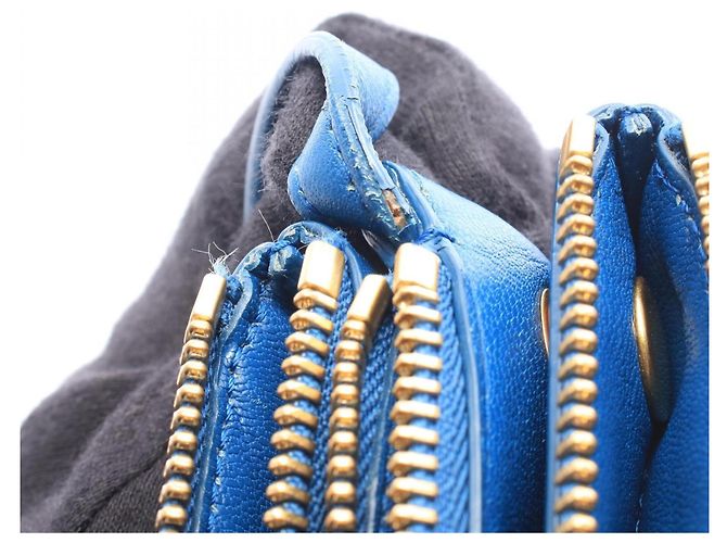 Céline Borsa a tracolla Celine TRIO SMALL in pelle blu - vista 5