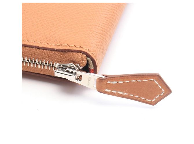 Hermès Cartera redonda de seda Hermes Azap Compact Castaño - vista 6