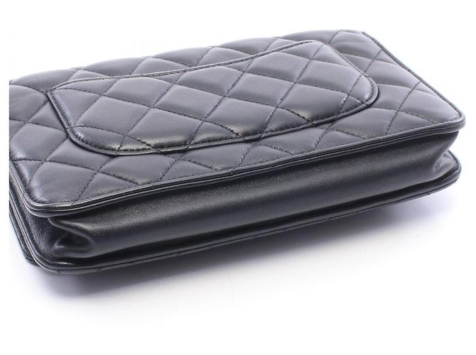 Borsa a tracolla Chanel Matelassé in pelle d'agnello nera Nero - vista 7