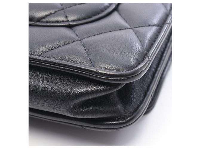 Borsa a tracolla Chanel Matelassé in pelle d'agnello nera Nero - vista 8