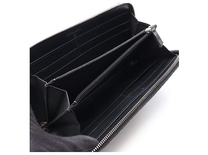 Cartera larga redonda Chanel Matelassé Glitter Negro - vista 3
