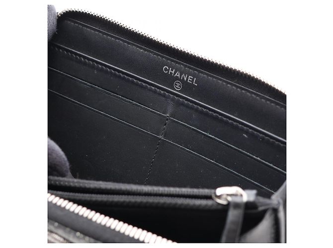 Cartera larga redonda Chanel Matelassé Glitter Negro - vista 7