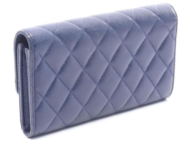 Cartera larga bi-fold Chanel Matelassé Azul marino - vista 2