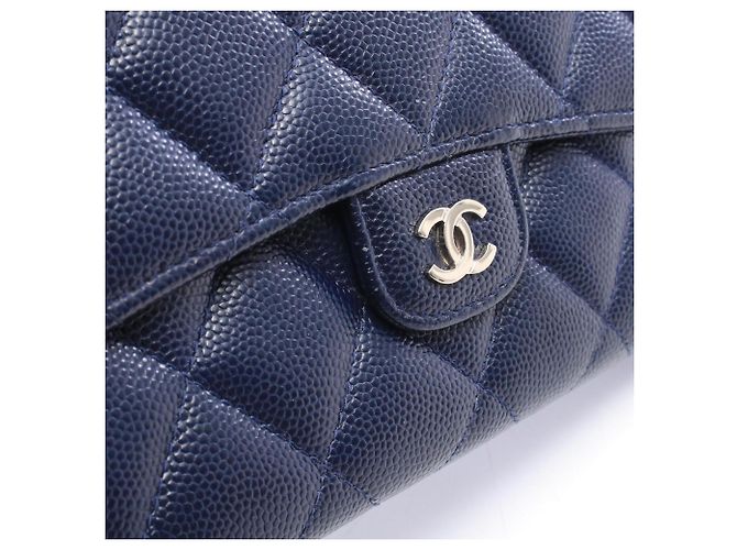 Cartera larga bi-fold Chanel Matelassé Azul marino - vista 7