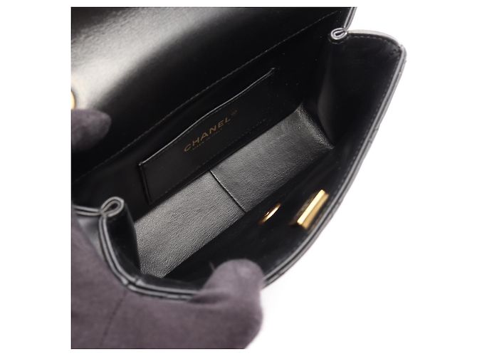 Borsa Chanel Mini Flap - Pelle Nera Nero - vista 3