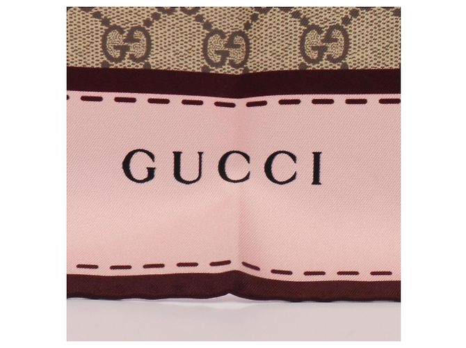 Gucci x Yuko Higuchi Seidentuch mit GG-Muster Pink Mehrfarben Beige - Ansicht 4