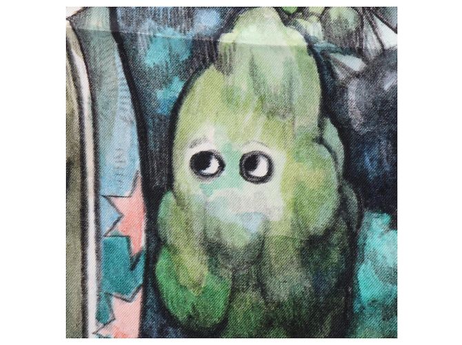 Gucci x Yuko Higuchi Seidentuch mit GG-Muster Mehrfarben Grün - Ansicht 6
