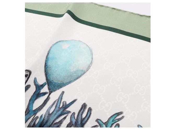 Gucci x Yuko Higuchi Seidentuch mit GG-Muster Mehrfarben Grün - Ansicht 9