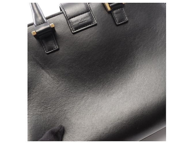 Borsa Yves Saint Laurent Baby Monogram Cabas Nero - vista 8
