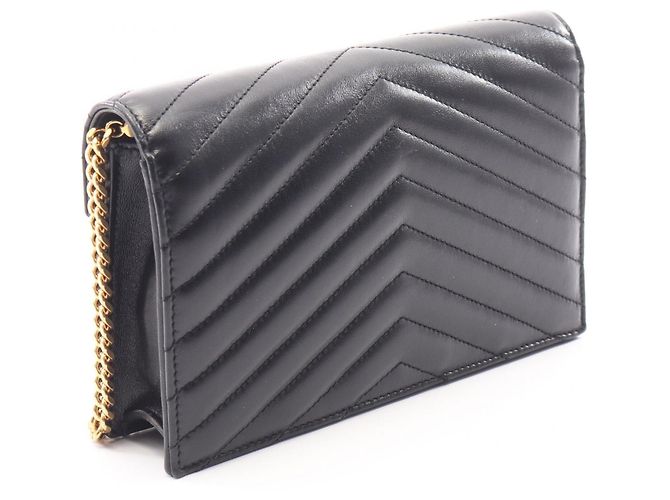 Borsa a busta Cassandra in pelle nera Yves Saint Laurent Nero - vista 2
