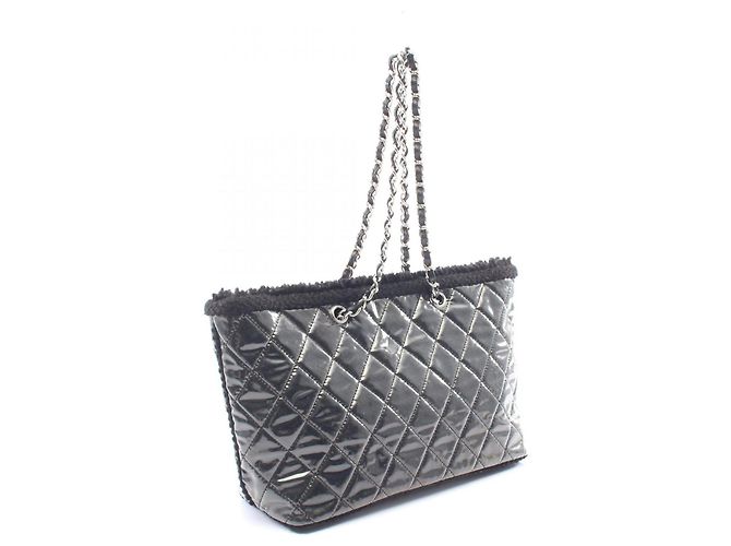 Borsa Tote Chanel Toilette Funny in Tweed e Vernice Nera Nero - vista 2