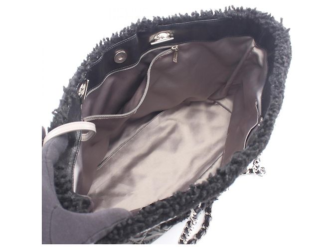 Borsa Tote Chanel Toilette Funny in Tweed e Vernice Nera Nero - vista 3