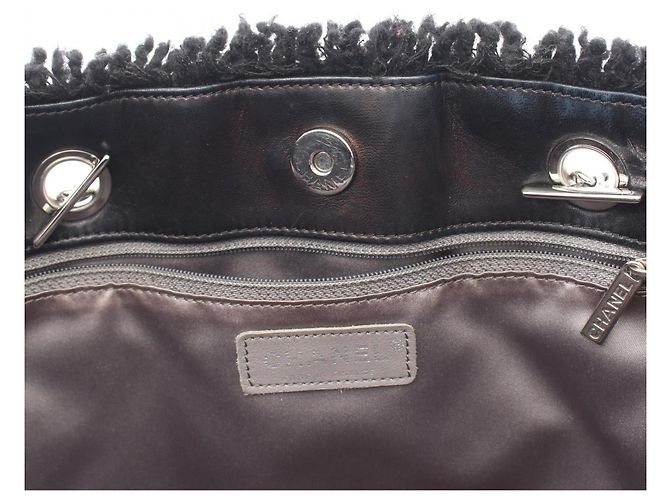Borsa Tote Chanel Toilette Funny in Tweed e Vernice Nera Nero - vista 7