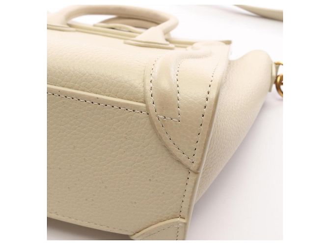 Céline Borsa Celine Luggage Nano Shopper in pelle avorio Crudo - vista 10