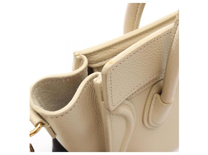 Céline Borsa Celine Luggage Nano Shopper in pelle avorio Crudo - vista 12