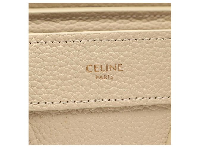 Céline Borsa Celine Luggage Nano Shopper in pelle avorio Crudo - vista 4