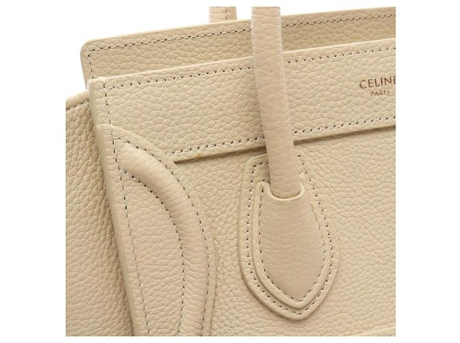 Céline Borsa Celine Luggage Nano Shopper in pelle avorio Crudo - vista 7