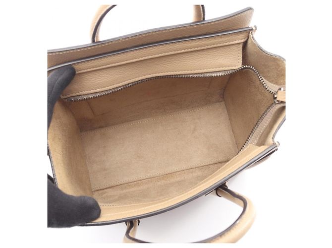 Céline Celine Luggage Nano Shopper Borsa a mano 2-Way Beige - vista 3