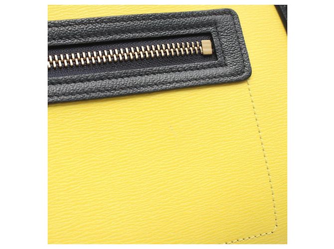 Céline Borsa Tote Celine Luggage Micro Shopper Beige Giallo Blu navy - vista 13