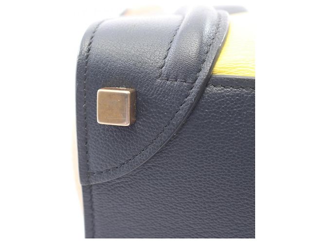 Céline Borsa Tote Celine Luggage Micro Shopper Beige Giallo Blu navy - vista 14