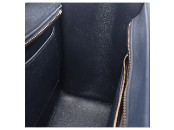 Céline Borsa Tote Celine Luggage Micro Shopper Beige Giallo Blu navy - vista 16