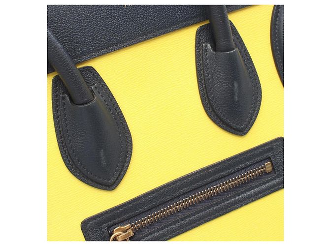 Céline Borsa Tote Celine Luggage Micro Shopper Beige Giallo Blu navy - vista 17