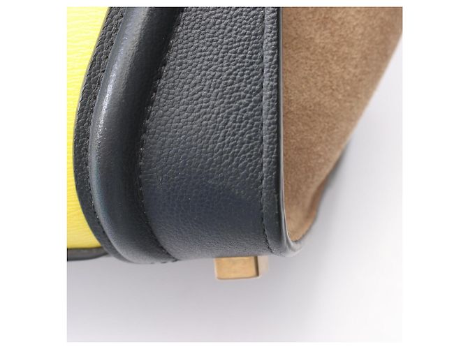 Céline Borsa Tote Celine Luggage Micro Shopper Beige Giallo Blu navy - vista 6