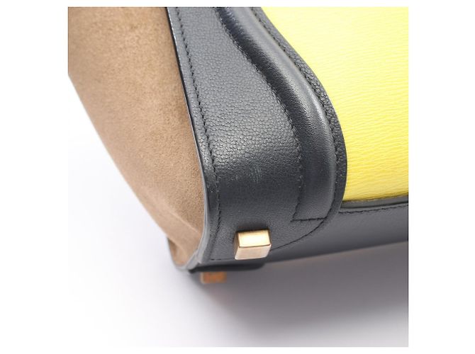 Céline Borsa Tote Celine Luggage Micro Shopper Beige Giallo Blu navy - vista 8