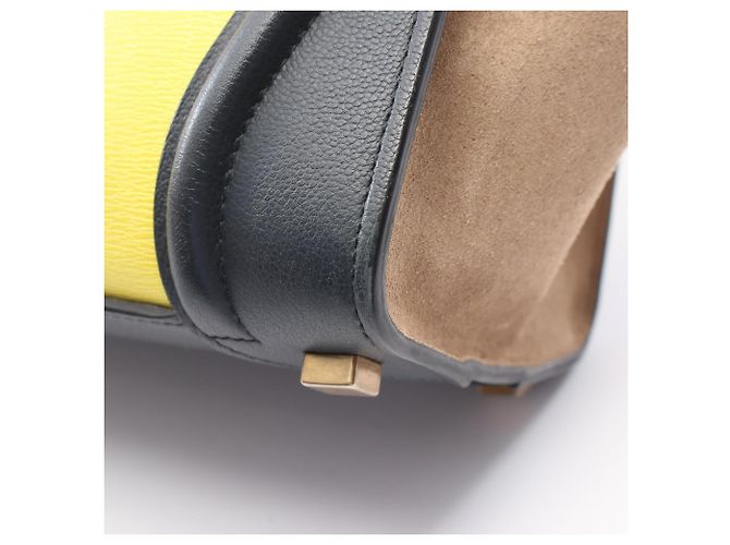 Céline Borsa Tote Celine Luggage Micro Shopper Beige Giallo Blu navy - vista 9