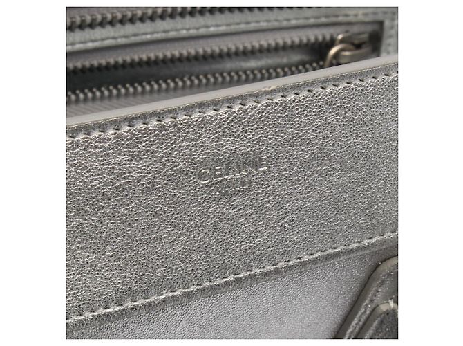 Céline Borsa a mano Celine Luggage Micro Shopper Argento - vista 4