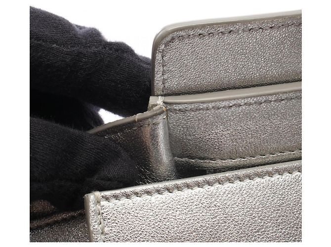 Céline Borsa a mano Celine Luggage Micro Shopper Argento - vista 6
