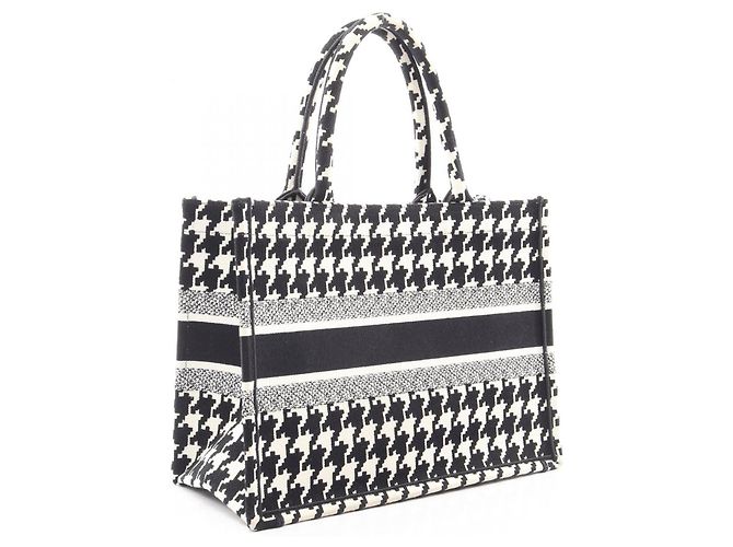 Borsa Christian Dior Dior Book Tote Medium Houndstooth Nero Bianco - vista 2