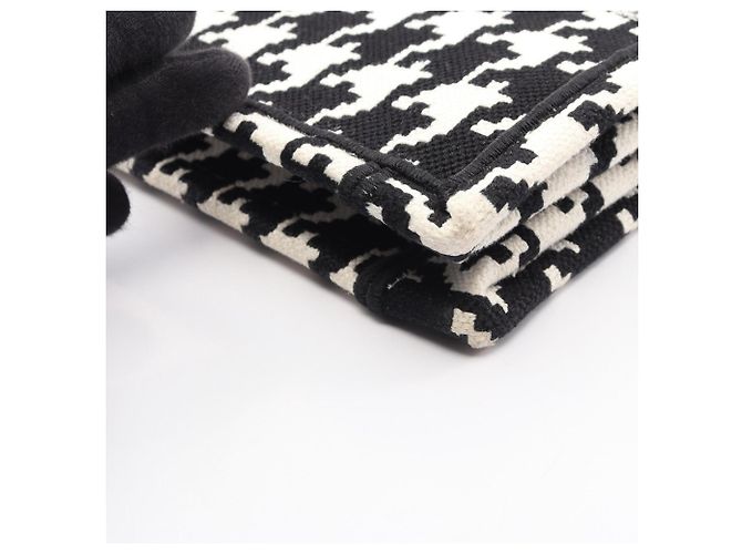 Borsa Christian Dior Dior Book Tote Medium Houndstooth Nero Bianco - vista 6